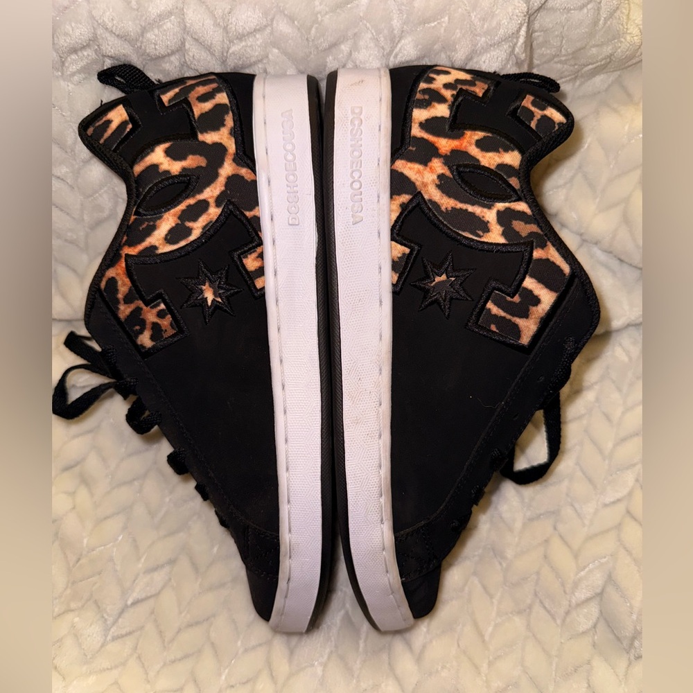 DC Black and Leopard Print Women's Sneakers